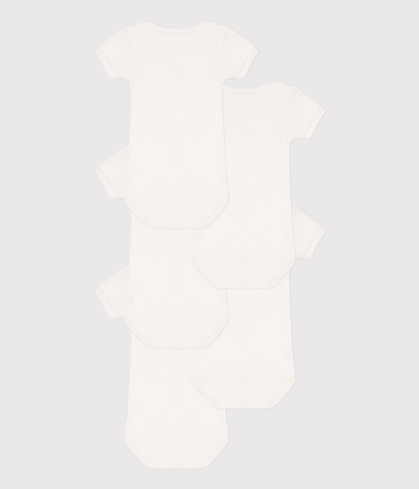 SHORT-SLEEVED COTTON RABBIT BODYSUITS - PACK OF 5