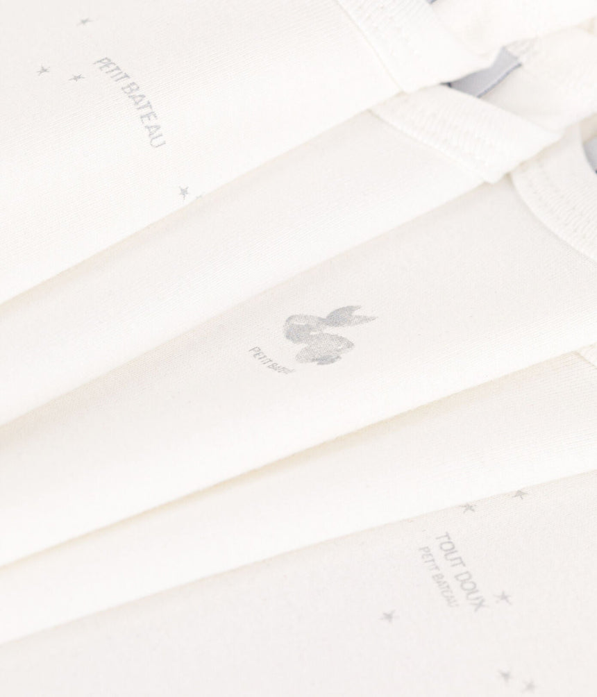 SHORT-SLEEVED COTTON RABBIT BODYSUITS - PACK OF 5