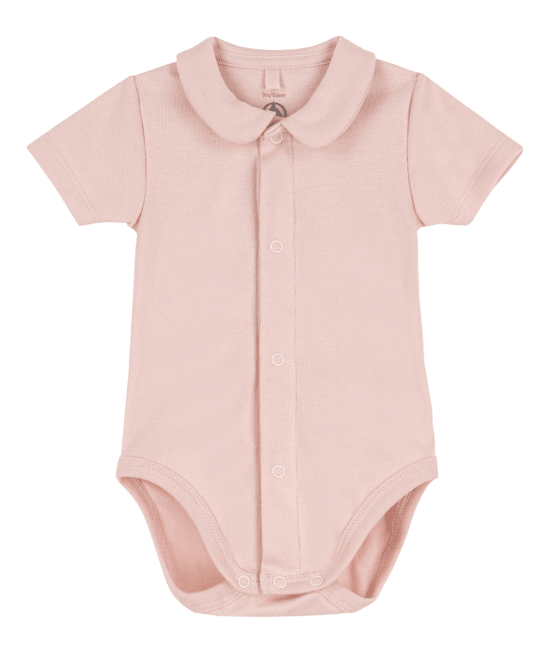 BABIES SHORT-SLEEVED COTTON BODYSUIT WITH COLLAR