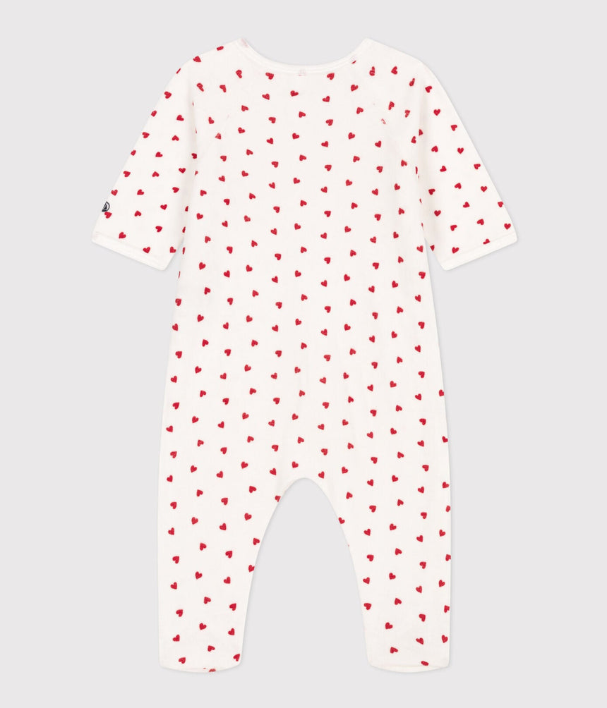 BABIES' HEART PATTERNED VELOUR PYJAMAS