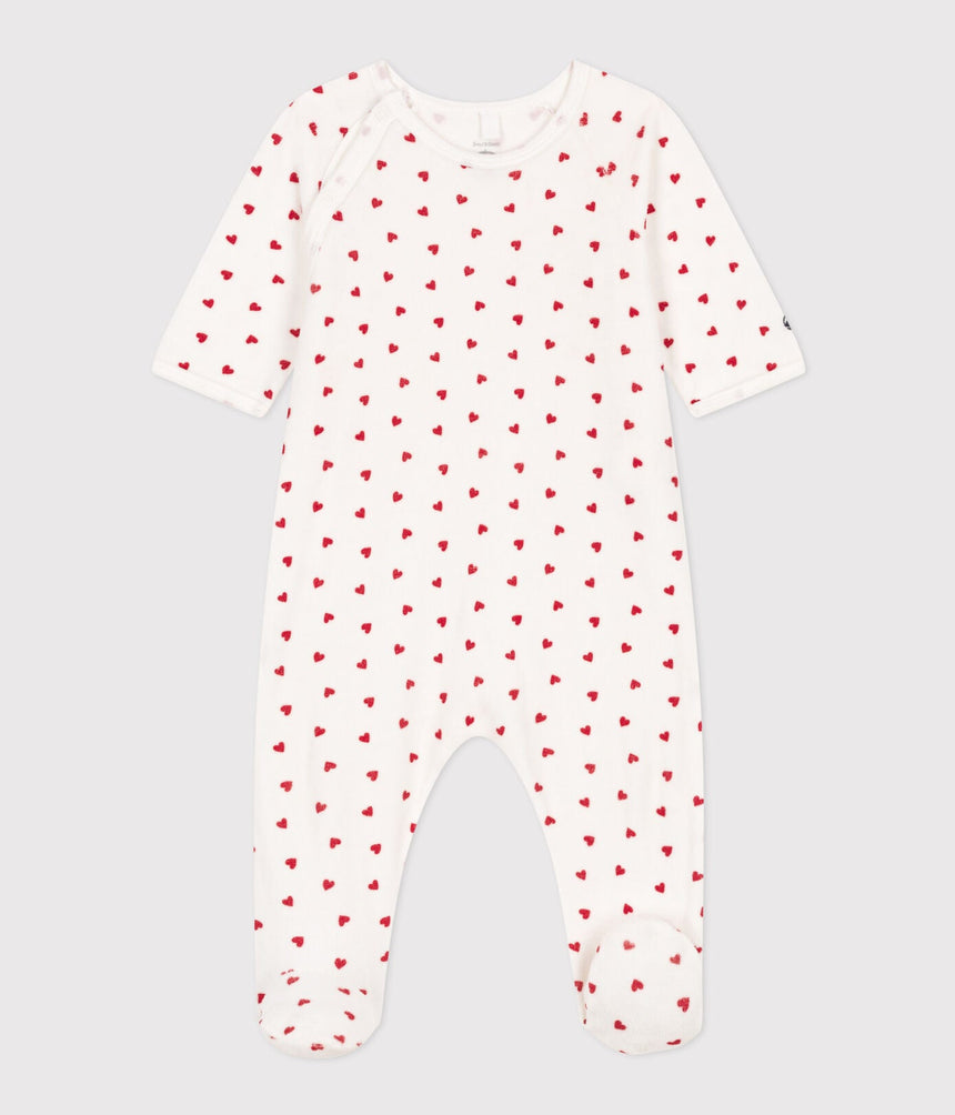 BABIES' HEART PATTERNED VELOUR PYJAMAS
