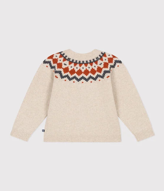 UNISEX' COTTON AND WOOL JACQUARD CARDIGAN