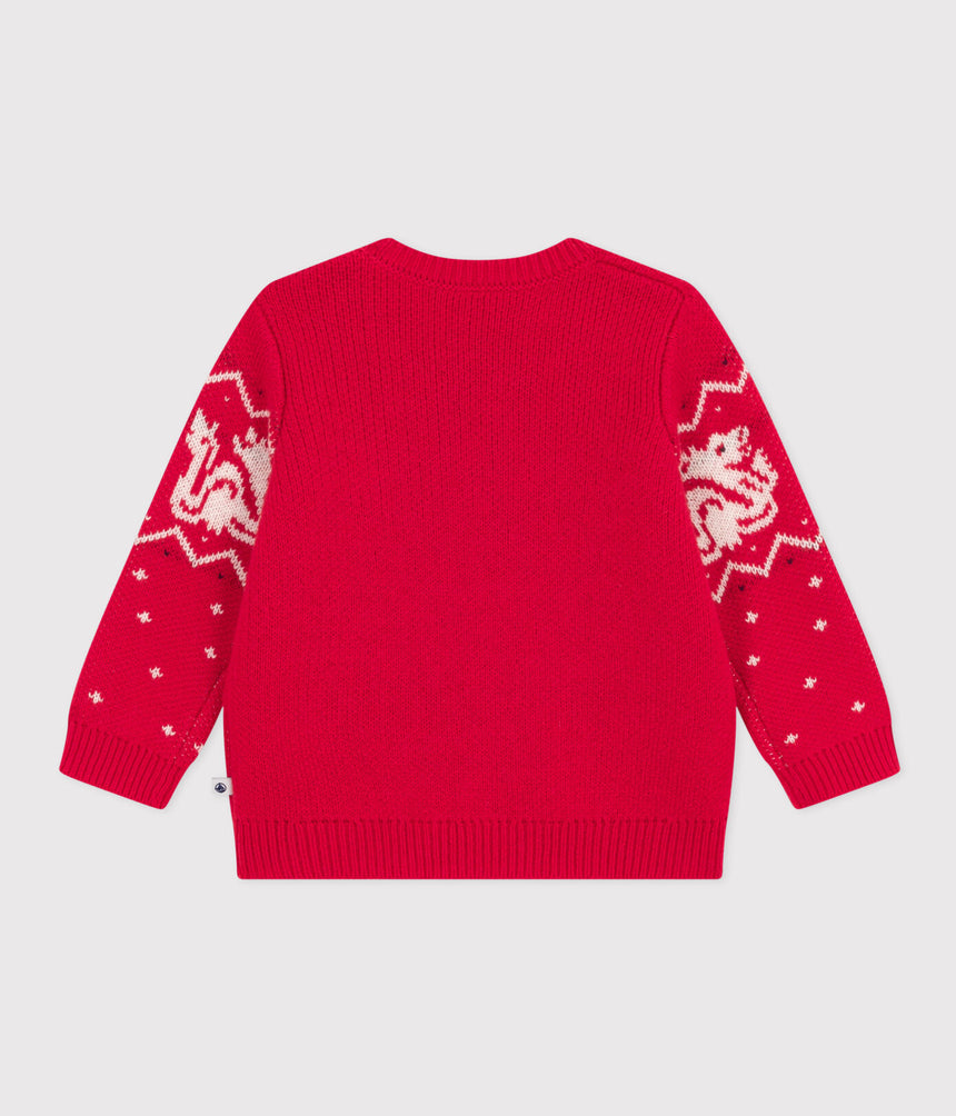 BABIES' WOOL/COTTON KNITTED PULLOVER