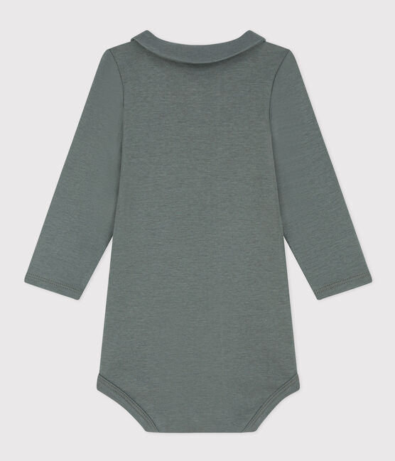BABIES' LONG-SLEEVED COTTON BODYSUIT WITH COLLAR
