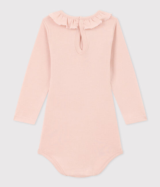 BABIES' LONG-SLEEVED COTTON BODYSUIT WITH RUFF COLLAR