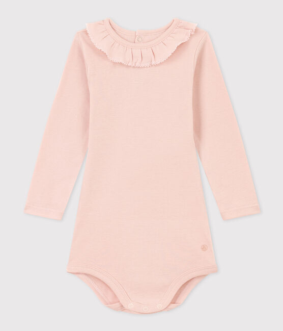 BABIES' LONG-SLEEVED COTTON BODYSUIT WITH RUFF COLLAR