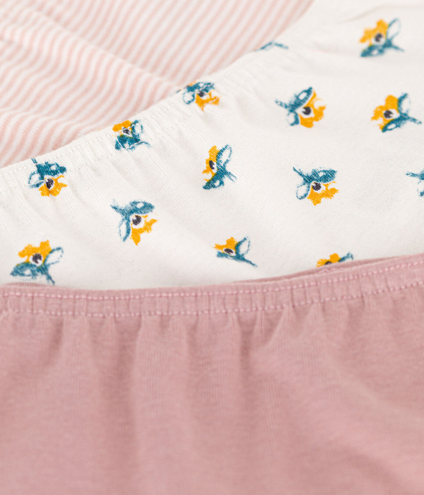 GIRLS' FLORAL COTTON HIPSTERS - 3 - PACK