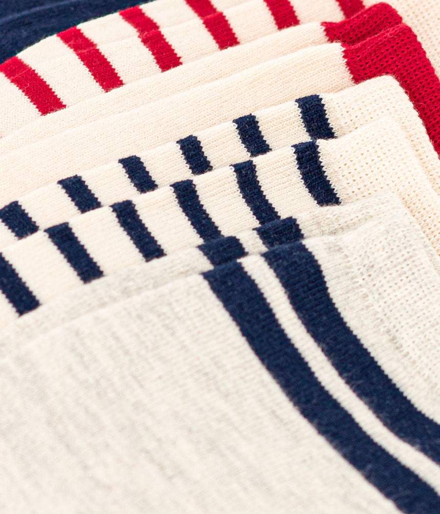 CHILDREN'S UNISEX BLUE WHITE RED SOCKS -5- PACK