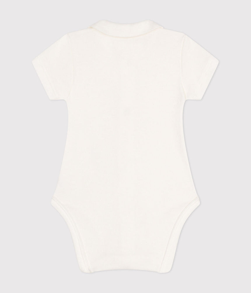BABIES' SHORT-SLEEVED BODYSUIT WITH A COLLAR