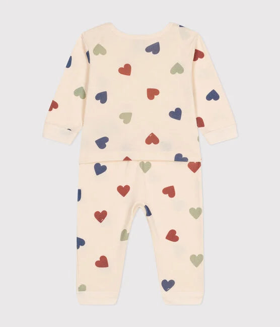 BABIES' FOOTLESS COTTON HEART PYJAMAS