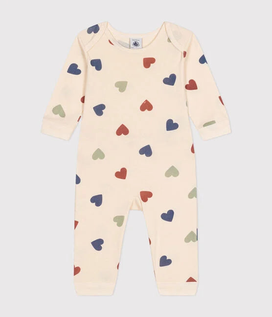 BABIES' FOOTLESS COTTON HEART PYJAMAS