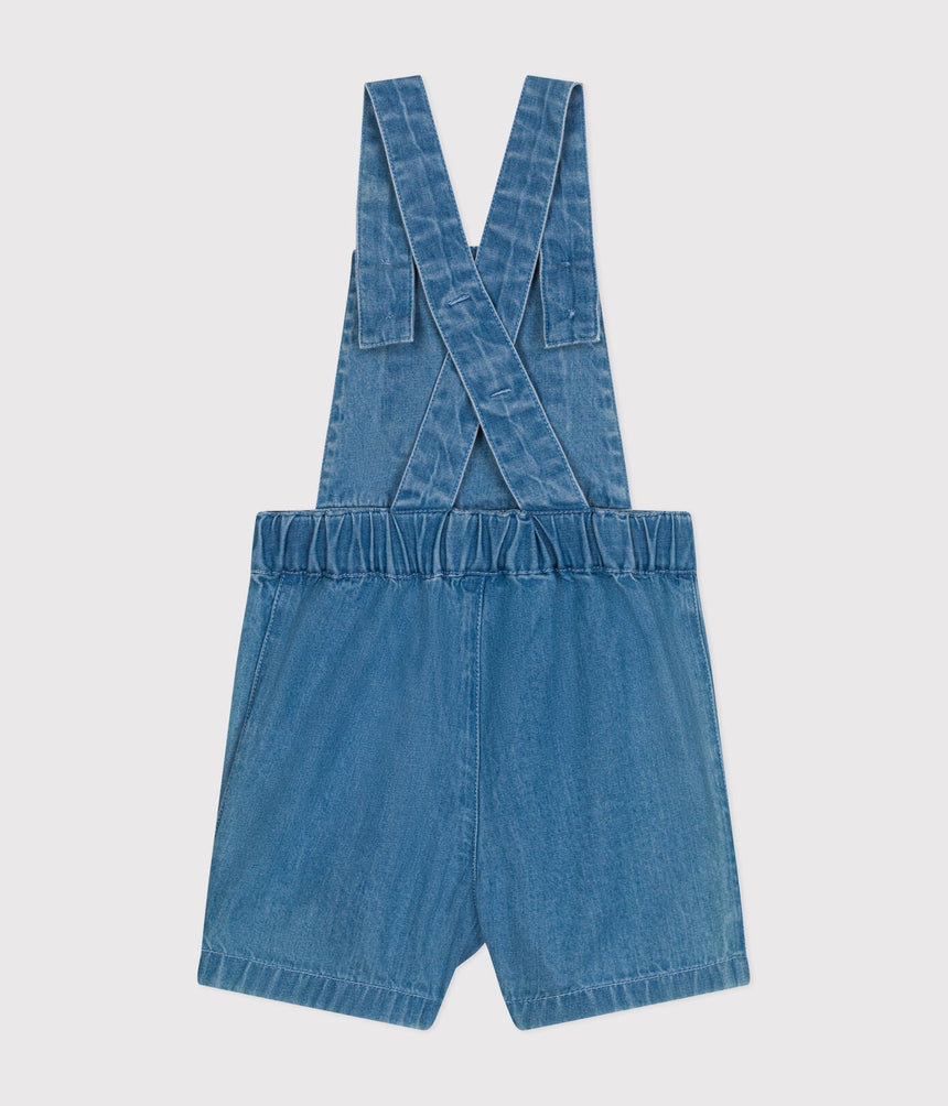 BABIES' LIGHT DENIM DUNGAREE SHORTS