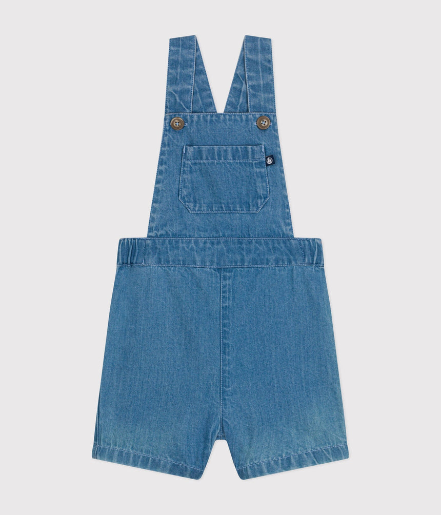 BABIES' LIGHT DENIM DUNGAREE SHORTS