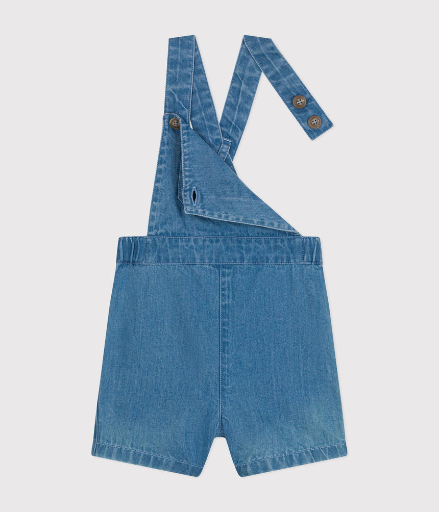 BABIES' LIGHT DENIM DUNGAREE SHORTS