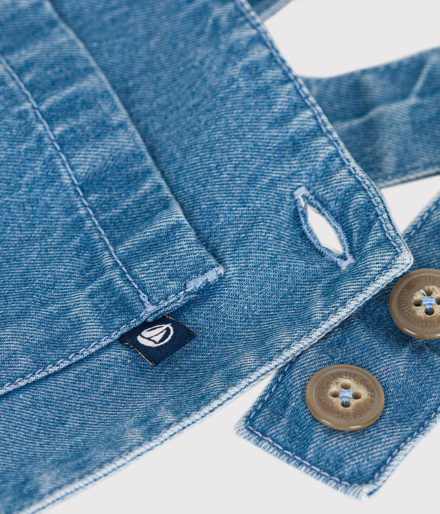 BABIES' LIGHT DENIM DUNGAREE SHORTS