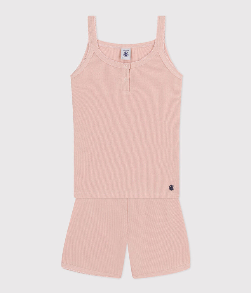 CHILDREN'S PLAIN COTTON AND LYOCELL PYJAMA SHORTS AND VEST