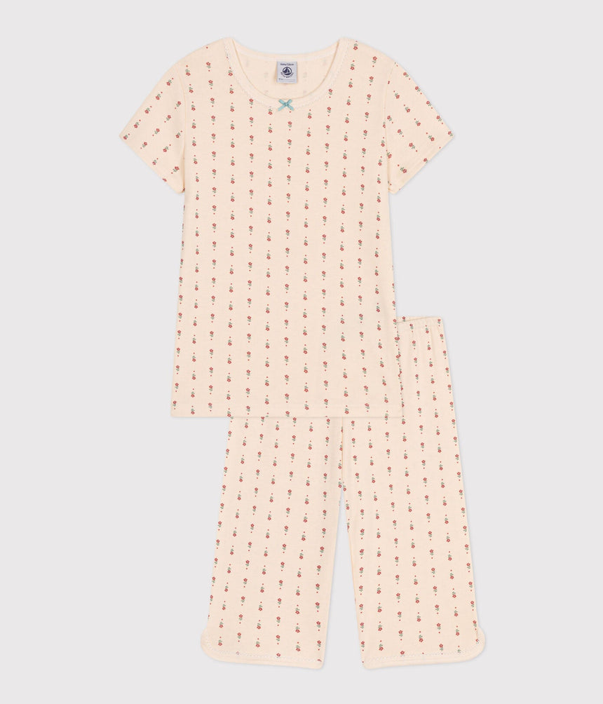 CHILDREN'S FLORAL PRINT COTTON CAPRI PYJAMAS