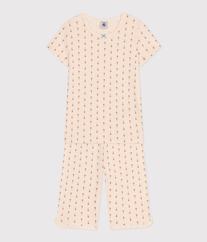 CHILDREN'S FLORAL PRINT COTTON CAPRI PYJAMAS
