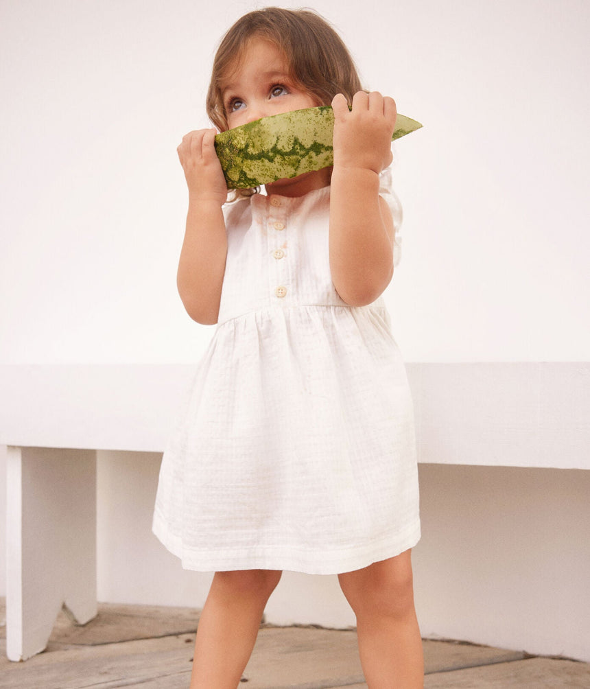 BABIES' SLEEVELESS TEXTURED COTTON DRESS