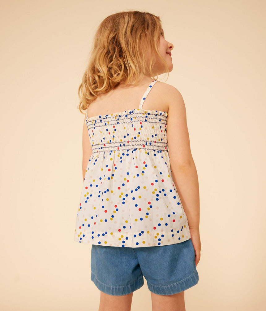 GIRLS' SLEEVELESS COTTON BLOUSE