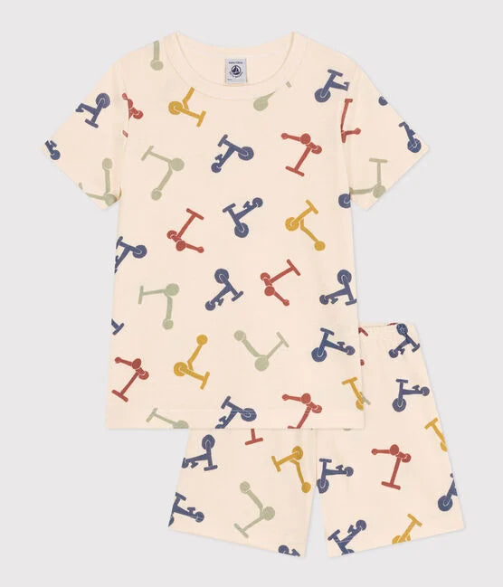 CHILDREN'S SHORT COTTON SCOOTER PRINT PYJAMAS
