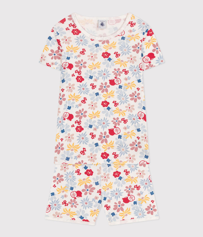 CHILDREN'S SHORT FLORAL PRINT COTTON PYJAMAS