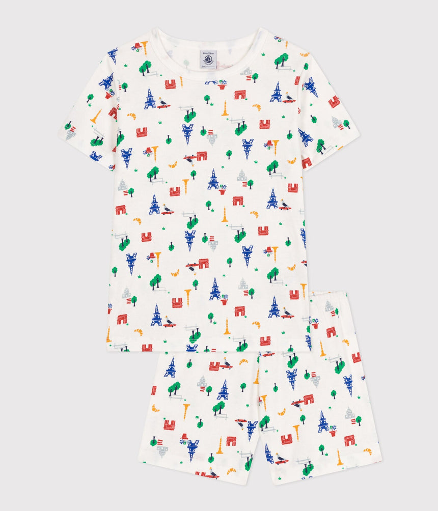 CHILDREN'S SHORT COTTON PARIS PRINT PYJAMAS