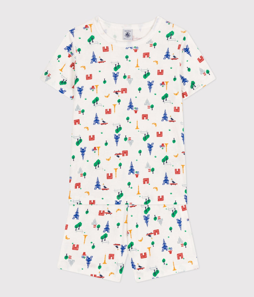 CHILDREN'S SHORT COTTON PARIS PRINT PYJAMAS