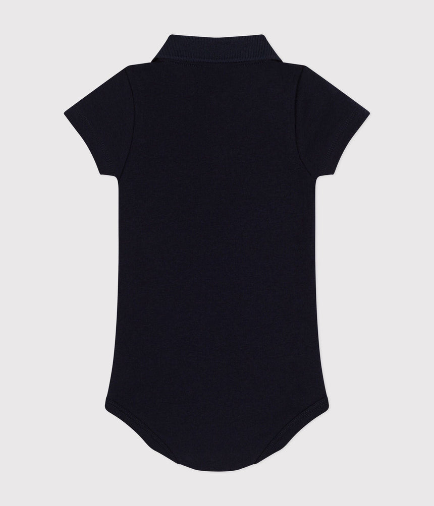 BABIES' SHORT-SLEEVED COTTON BODYSUIT WITH POLO SHIRT COLLAR