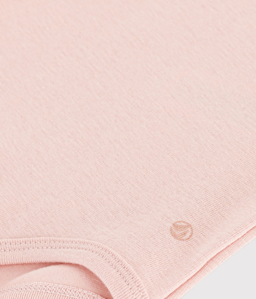 BABIES' SHORT-SLEEVED COTTON BODYSUIT WITH RUFFLE COLLAR