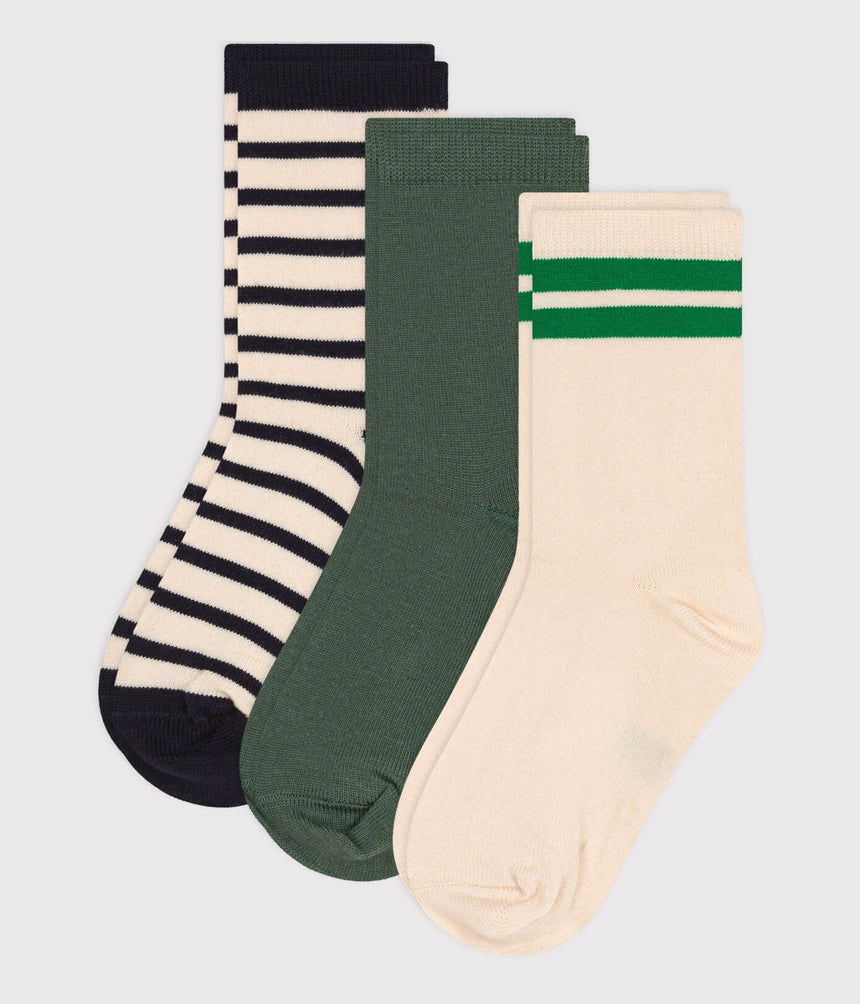CHILDREN'S STRIPY COTTON SOCKS - 3-PACK
