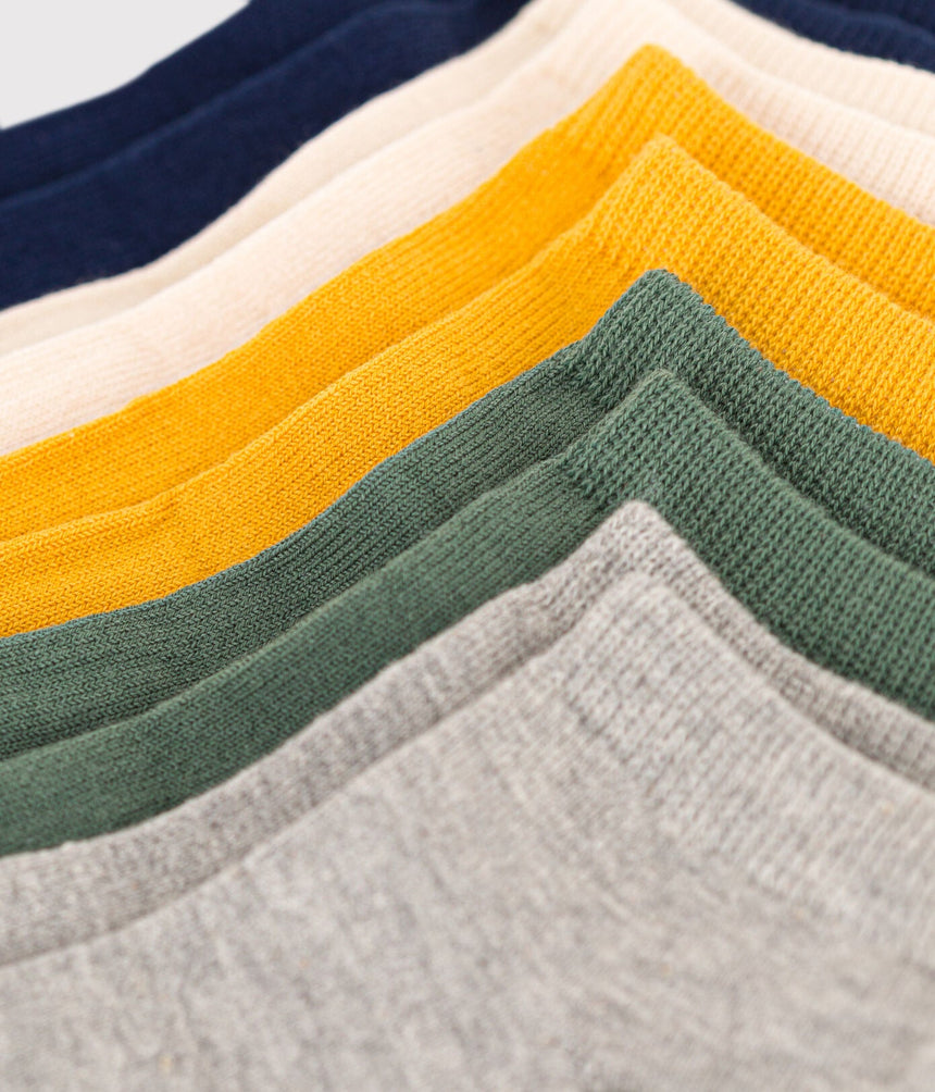 CHILDREN'S PLAIN COTTON SOCKS - 5-PACK