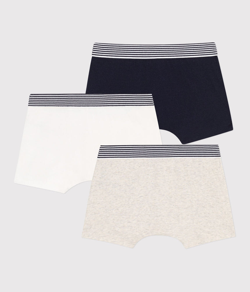 BOYS' PLAIN COTTON BOXER SHORTS - 3-PACK