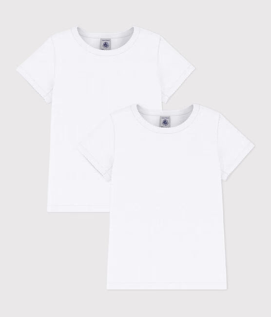 GIRLS WHITE SHORT-SLEEVED T-SHIRT-2-PACK