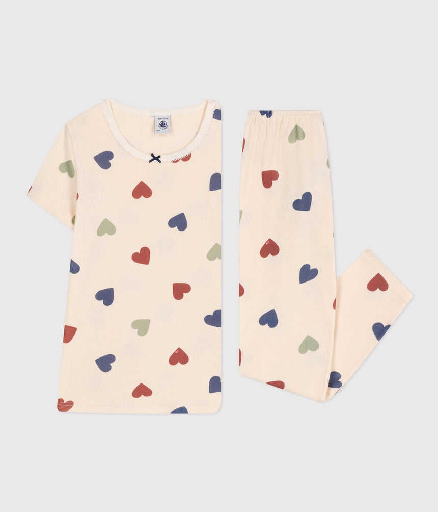 CHILDREN'S HEART PRINT COTTON PYJAMAS