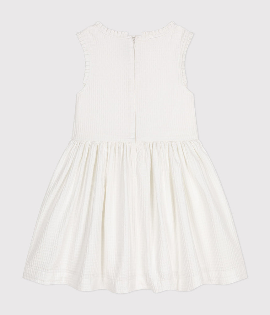 GIRLS' SLEEVELESS TEXTURED COTTON DRESS