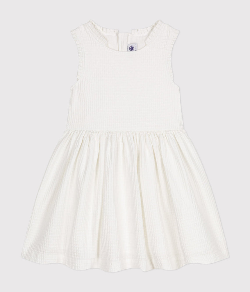 GIRLS' SLEEVELESS TEXTURED COTTON DRESS