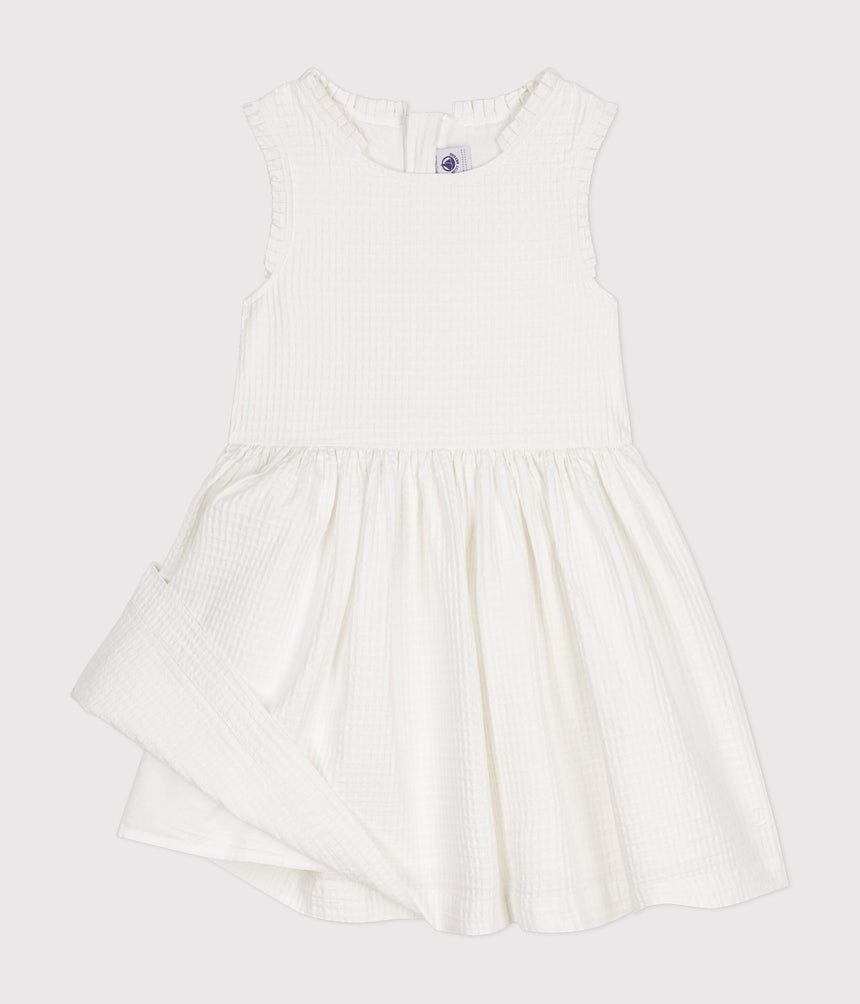 GIRLS' SLEEVELESS TEXTURED COTTON DRESS
