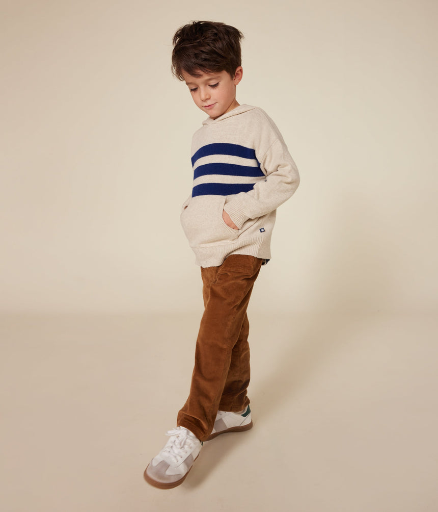 BOYS' WOOL AND COTTON HOODED JUMPER