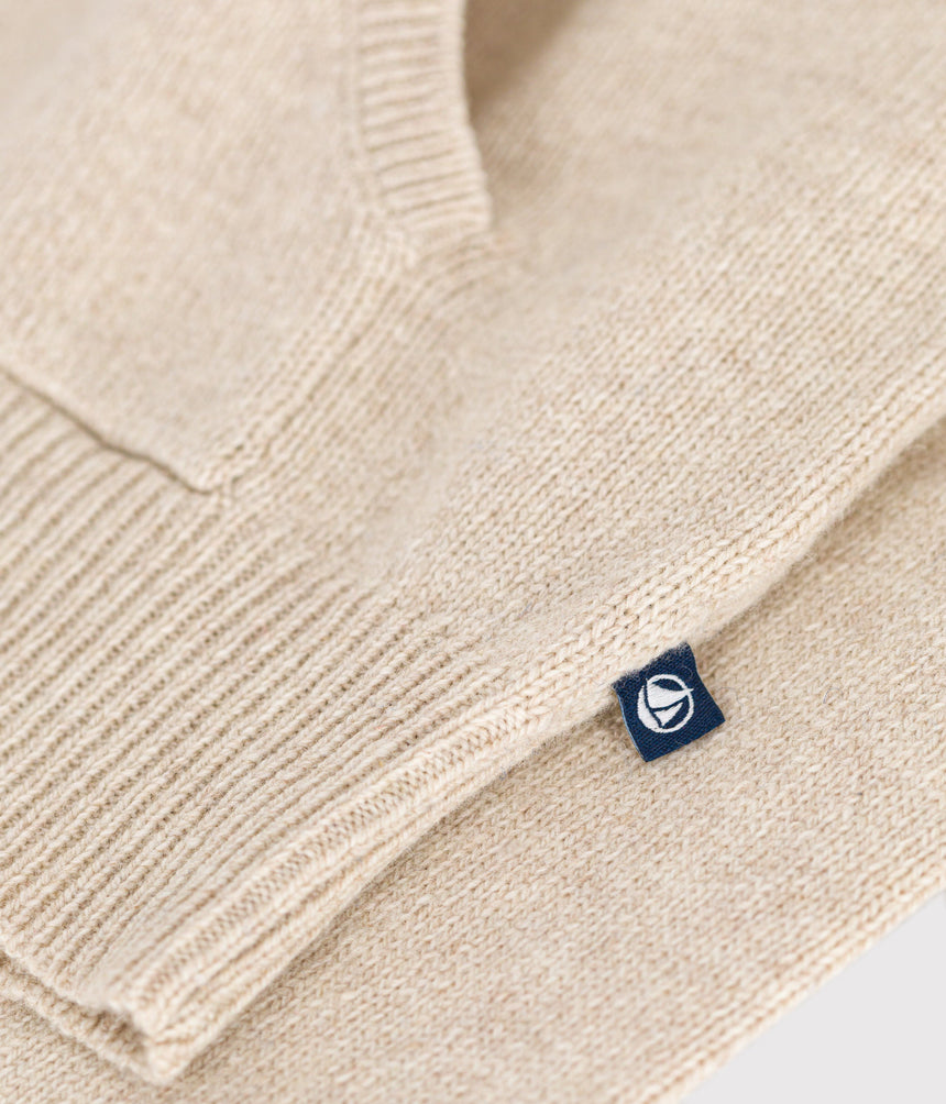 BOYS' WOOL AND COTTON HOODED JUMPER