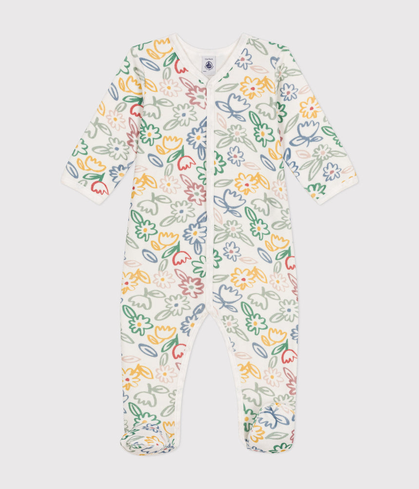 BABIES' FLORAL PATTERN VELOUR PYJAMAS