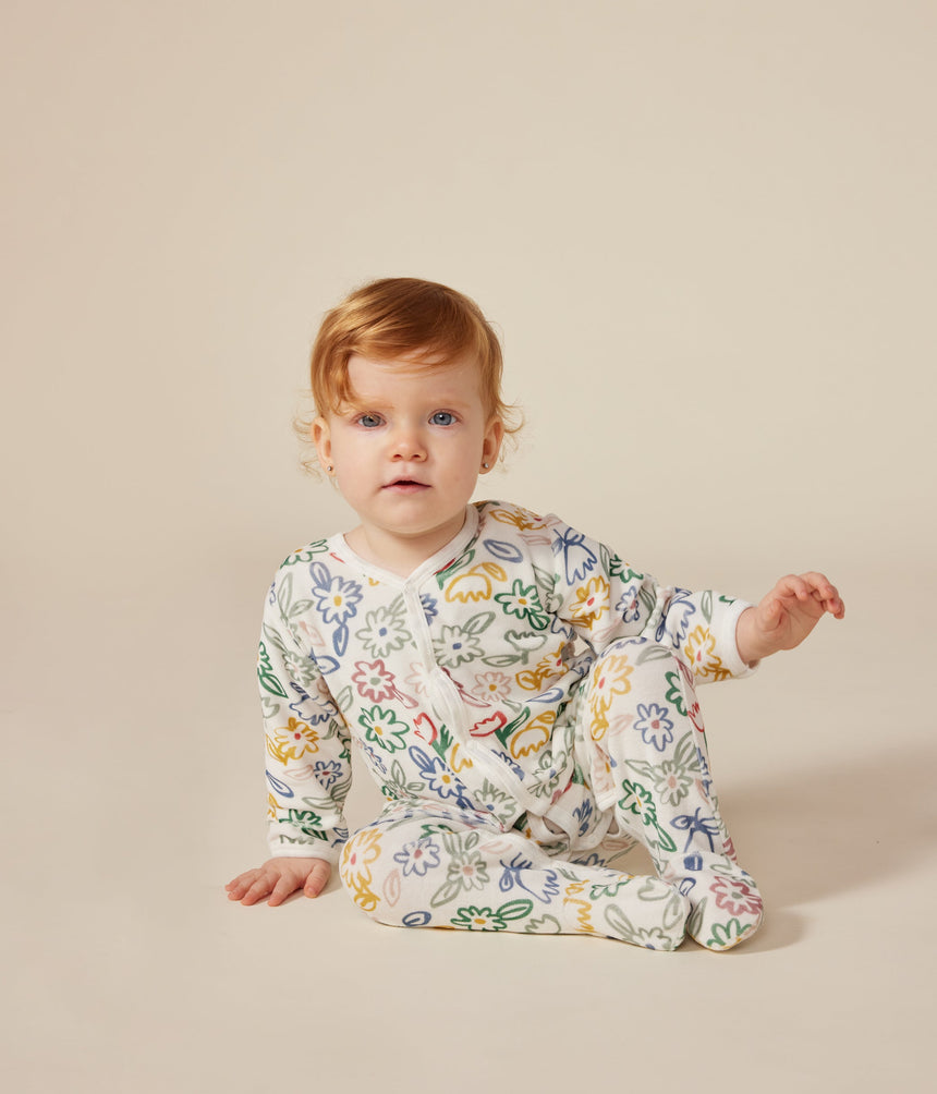 BABIES' FLORAL PATTERN VELOUR PYJAMAS
