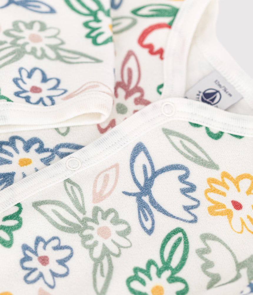 BABIES' FLORAL PATTERN VELOUR PYJAMAS