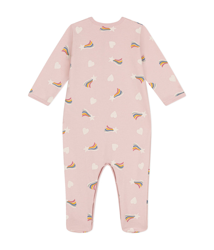 BABIES' PYJAMA SUIT IN STAR AND HEART PRINT BRUSHED FLEECE