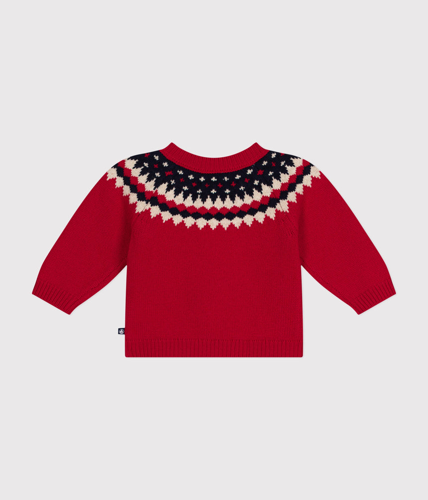 BABIES' KNITTED JUMPER CONTAINING WOOL