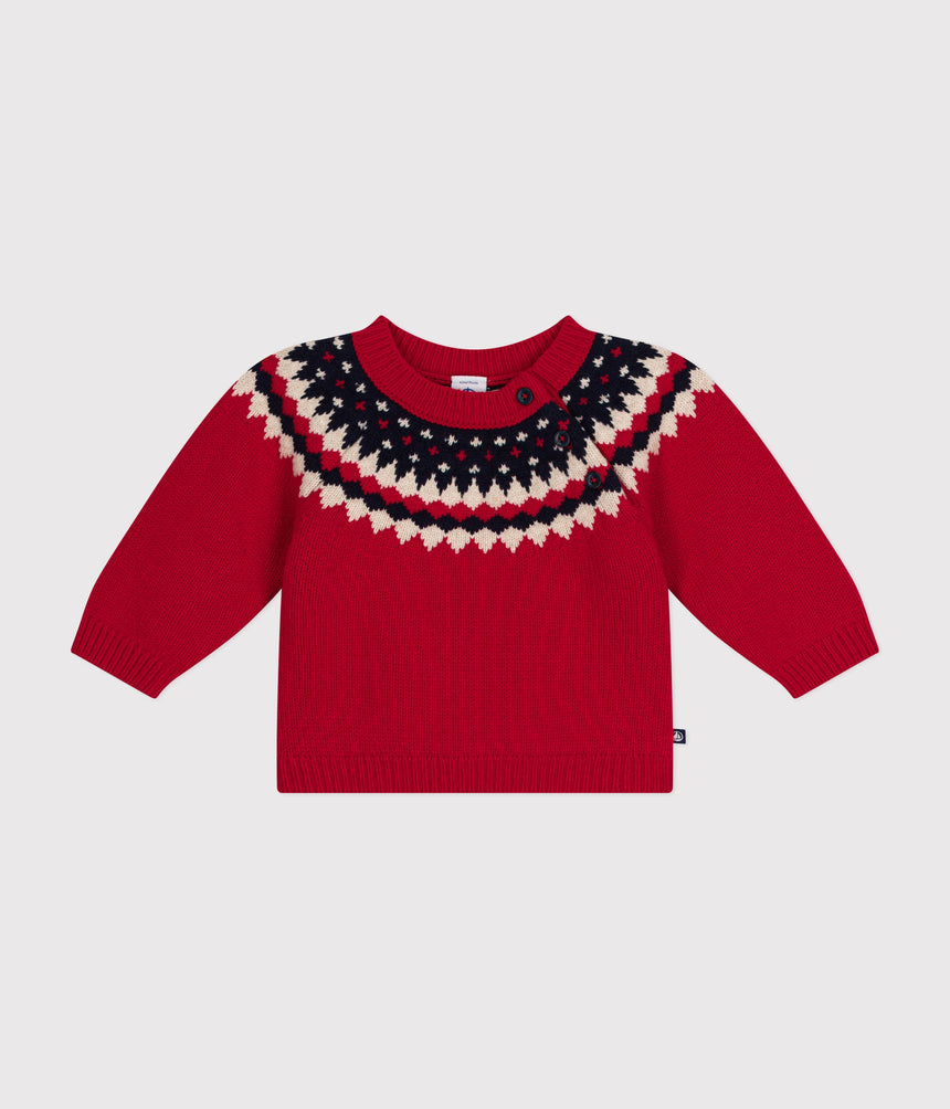 BABIES' KNITTED JUMPER CONTAINING WOOL