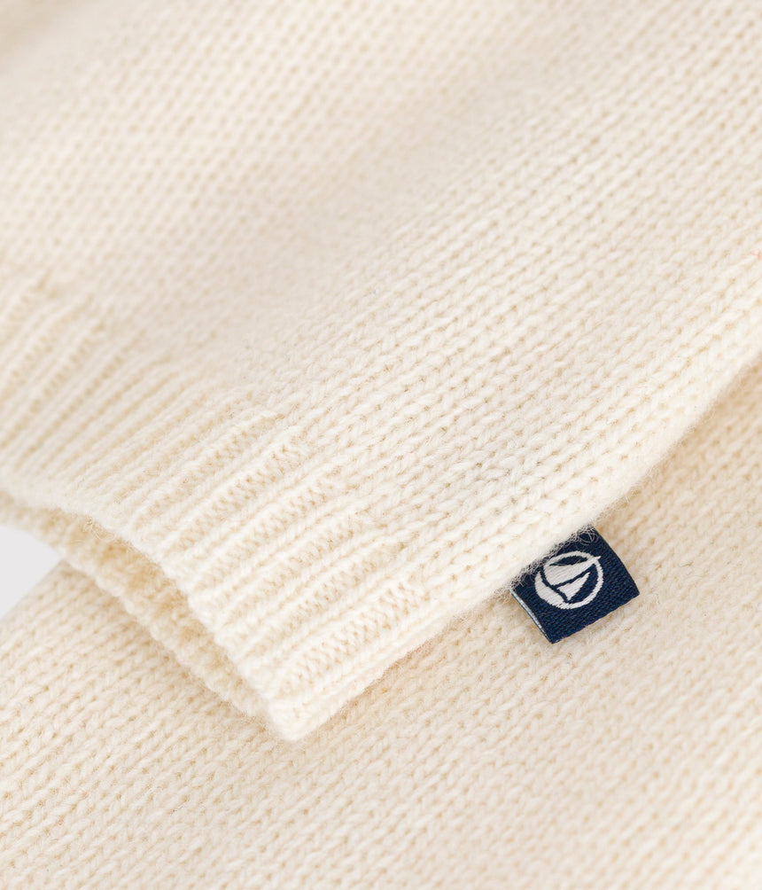 CARDIGAN WITH A RUFF IN KNITTED FABRIC CONTAINING WOOL