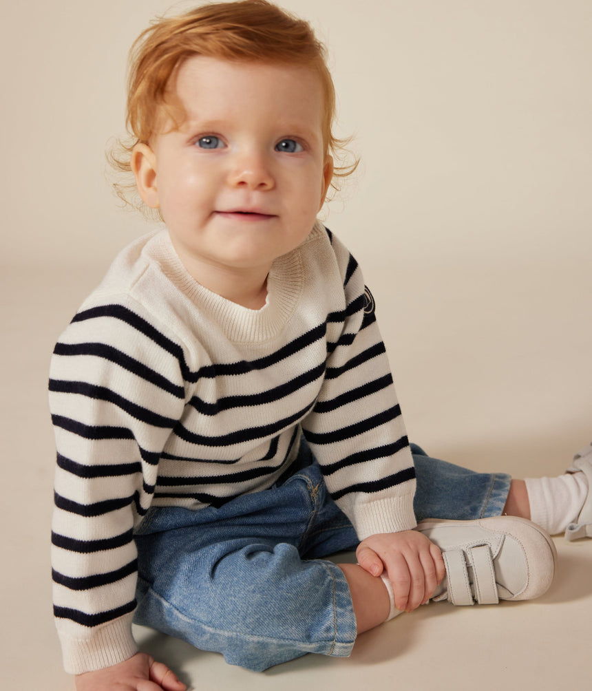 BABIES' JUMPER IN A WOOL AND COTTON KNIT
