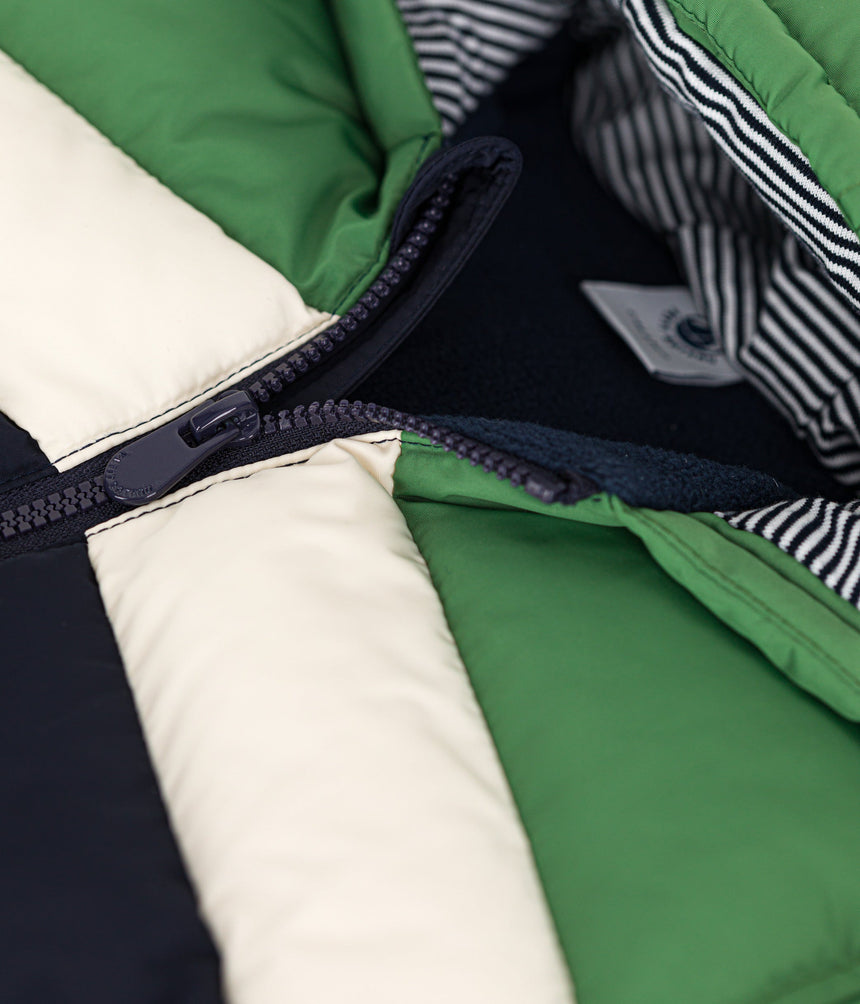 BABIES' COLOURBLOCK HOODED PUFFER JACKET