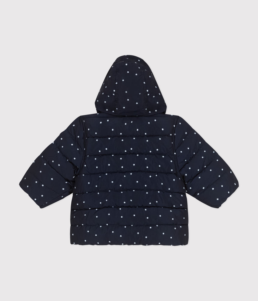 BABIES' PRINTED PUFFER JACKET WITH A RETRACTABLE HOOD